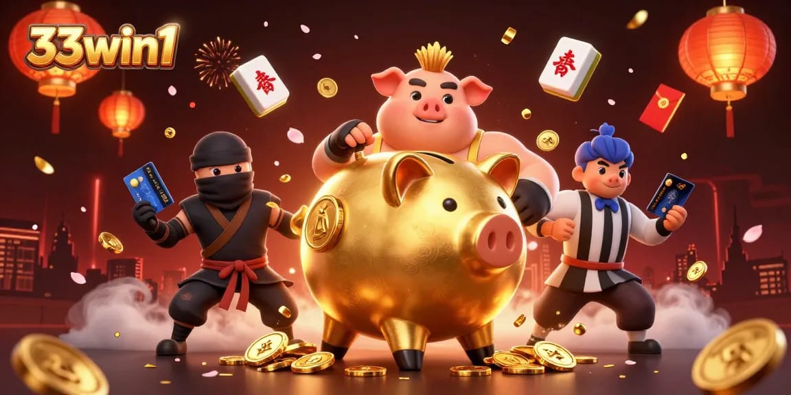 Engage with vibrant 33win1 casino action featuring characters in a dynamic, detailed scene.